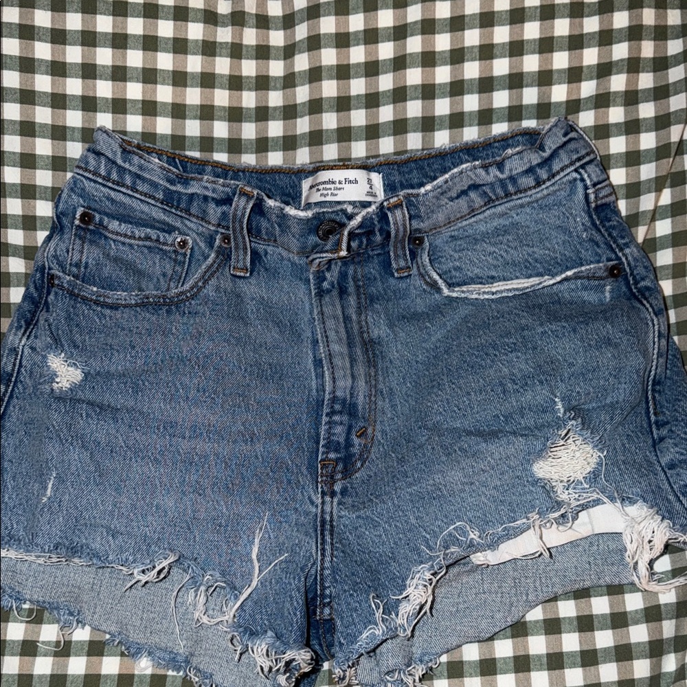 Abercrombie & Fitch Ripped Blue Jean Shorts